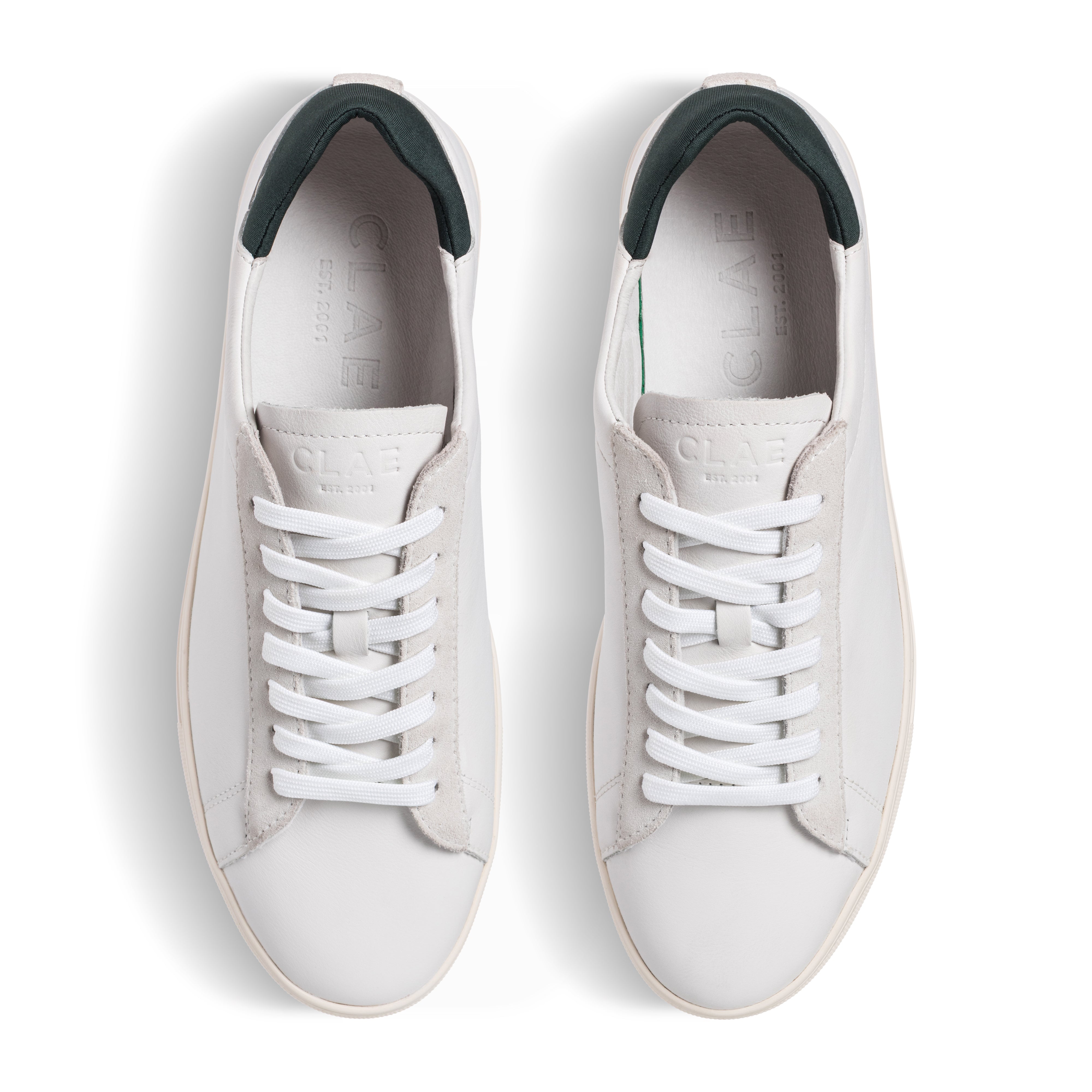 clae-bradley-leder-sneaker-white-leather-dark-forest image 3
