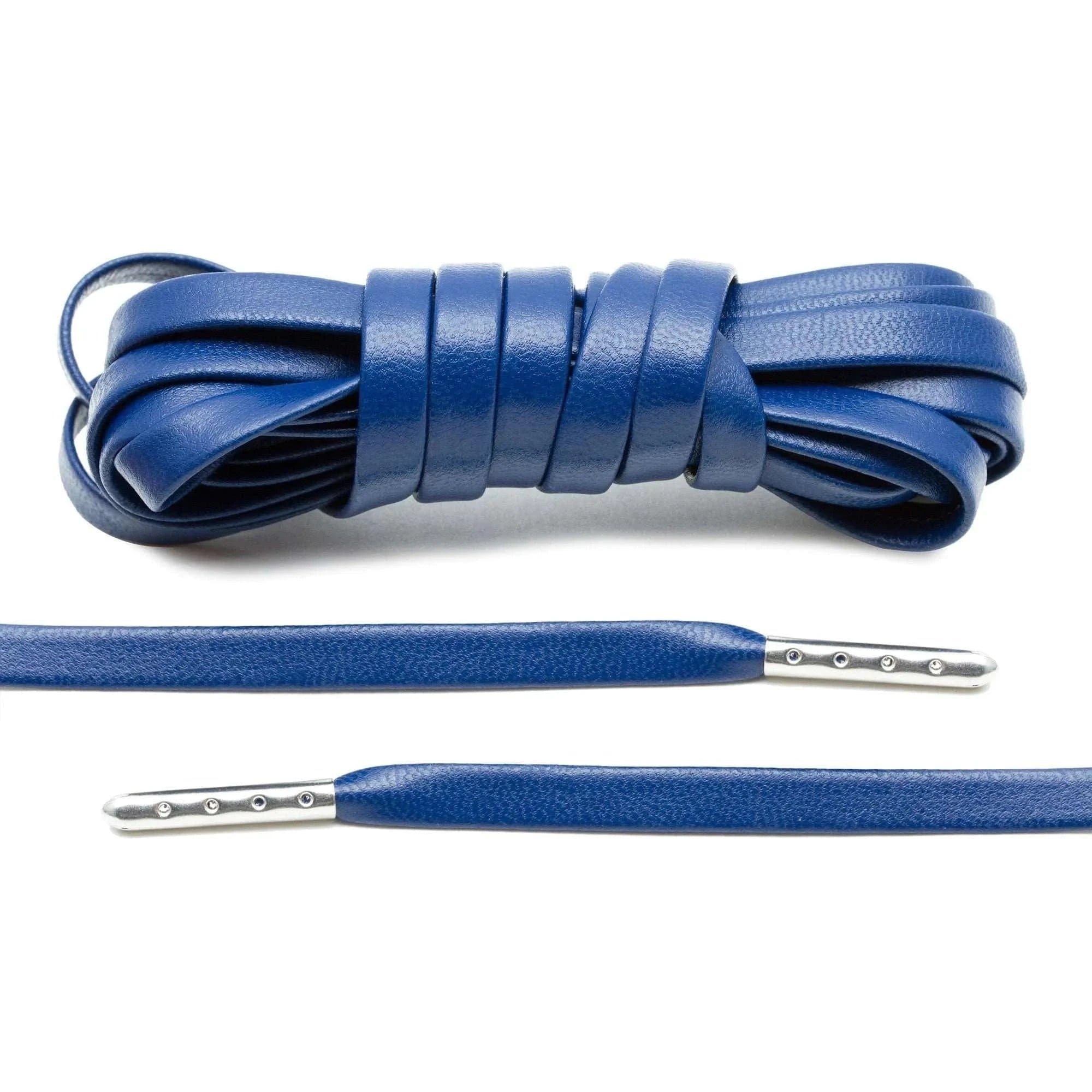 angelus-navy-blue-luxury-leather-laces-silver-plated-ledersenkel image 1