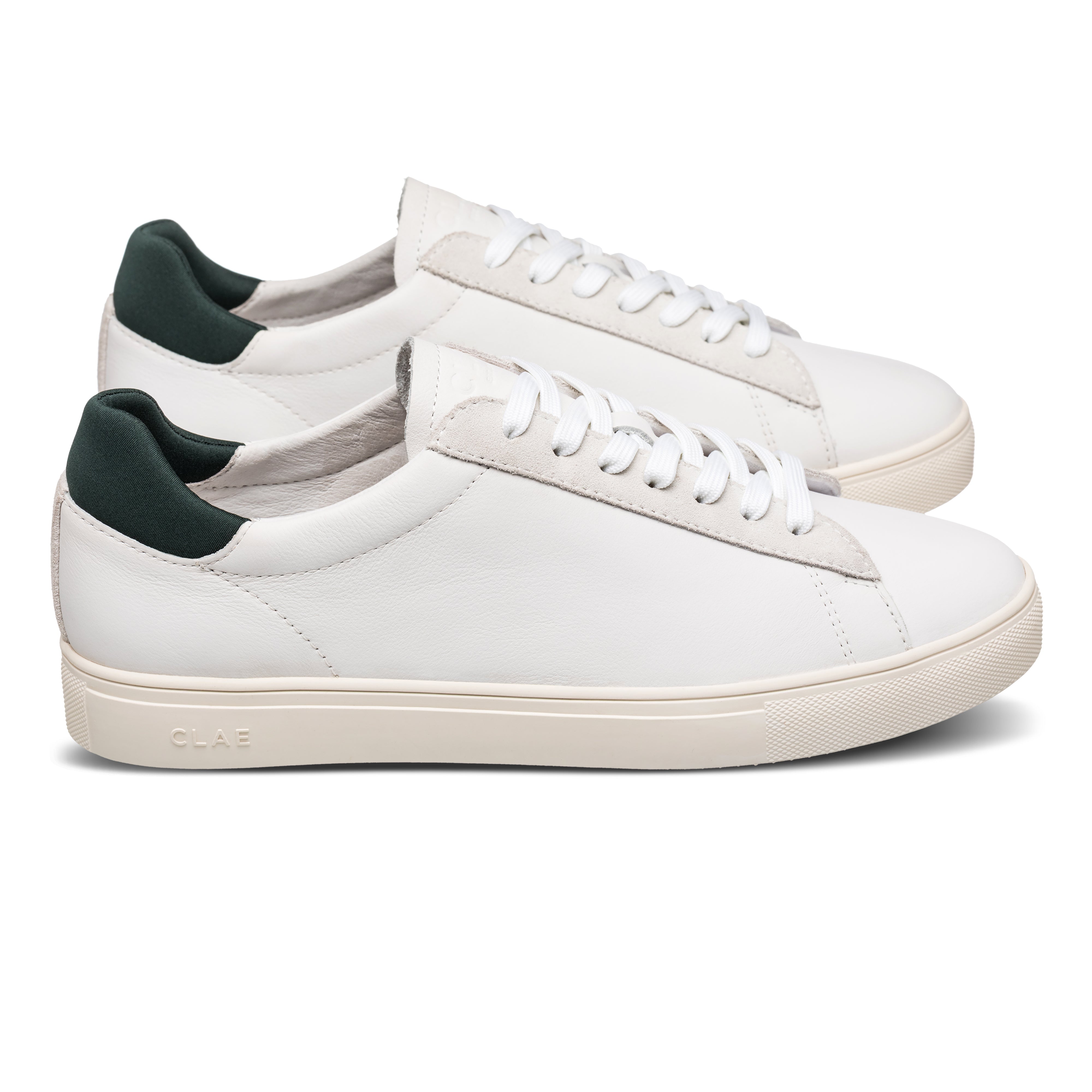 clae-bradley-leder-sneaker-white-leather-dark-forest image 6