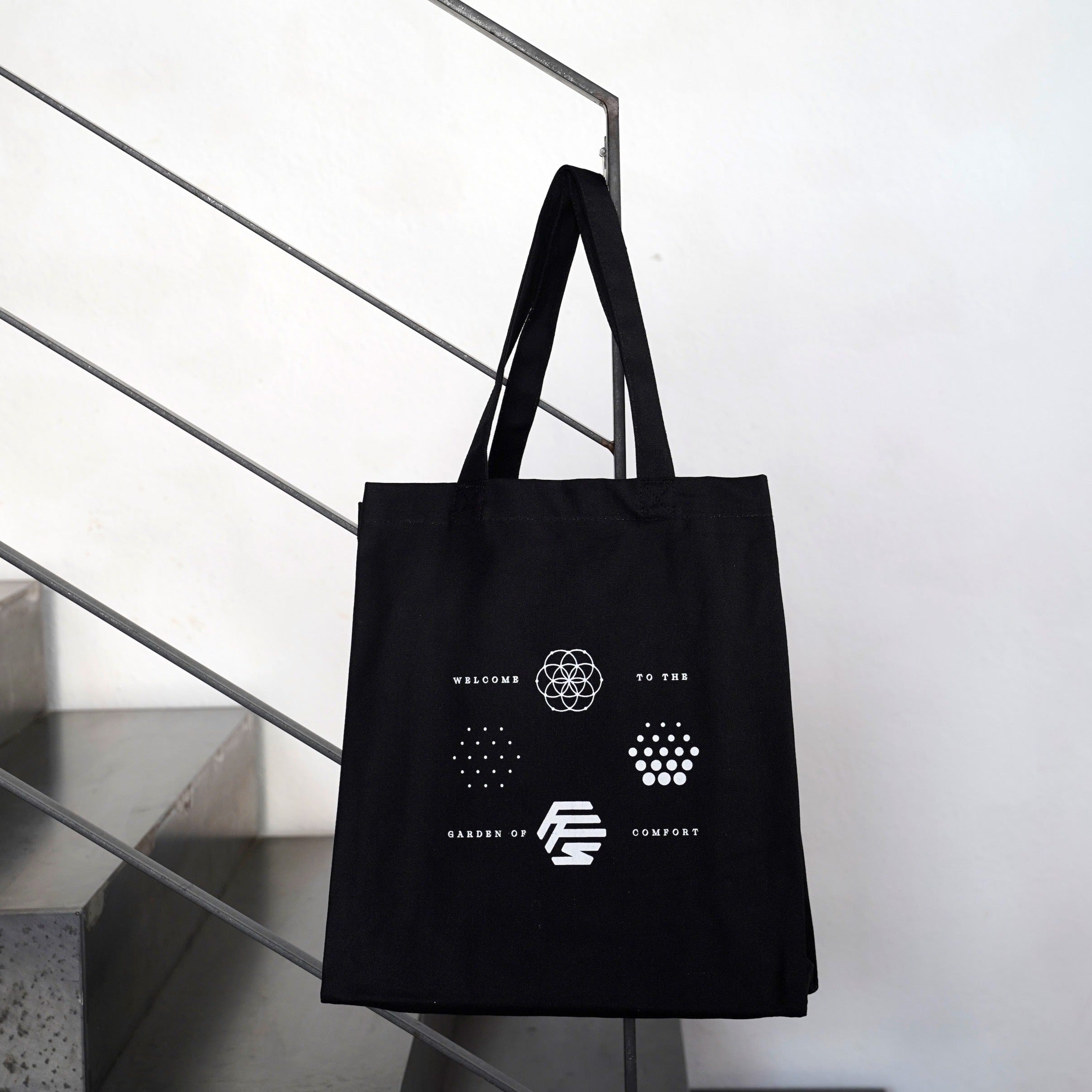flowers-for-society-jute-bag-sneaker-tote-og-logos-black image 1