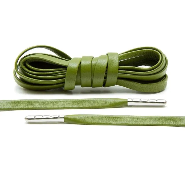 angelus-luxury-leather-laces-olive-leder-schn-rsenkel-mit-silber-aglet image 1