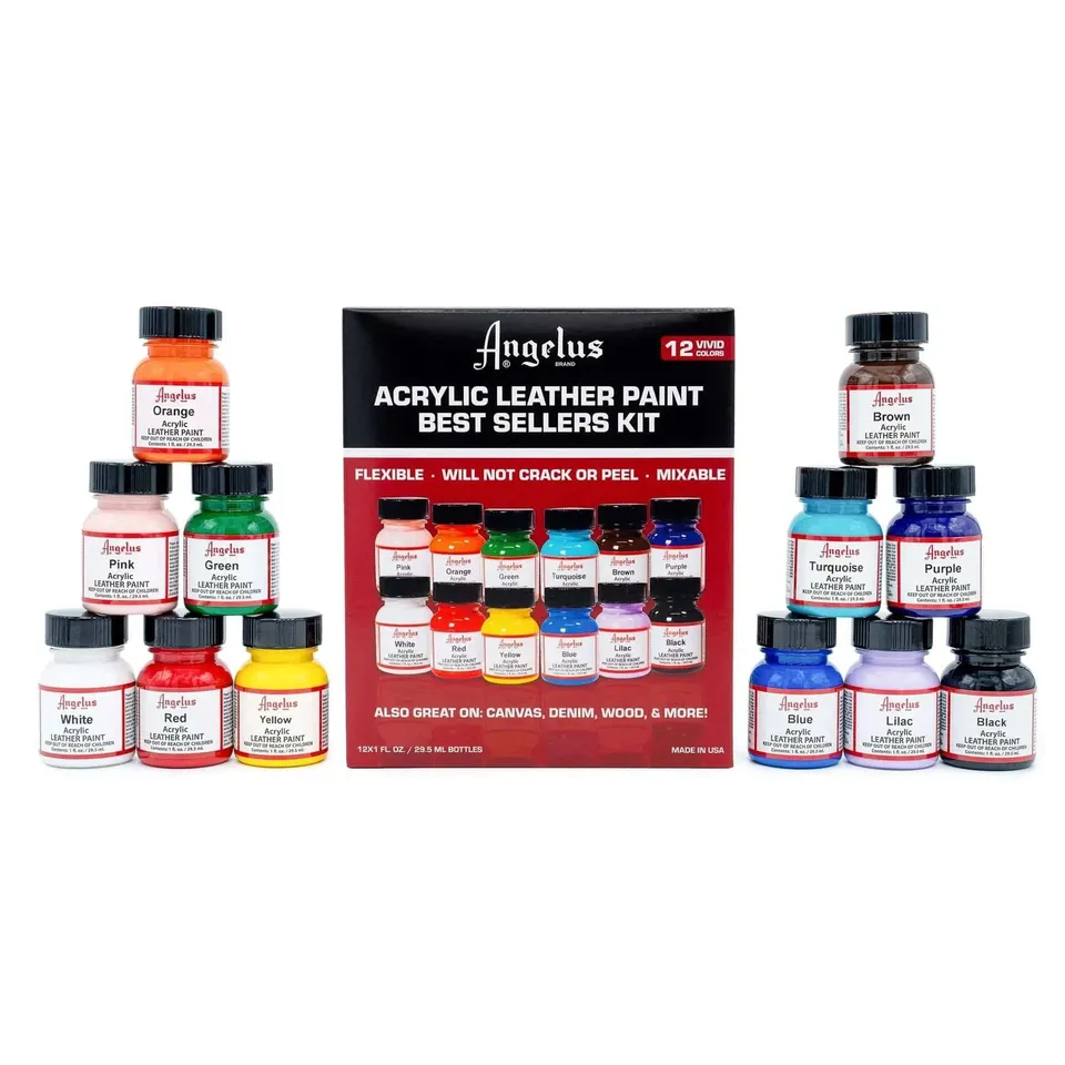 angelus-acrylic-leather-paint-best-sellers-kit-12-farben-1-oz image 1