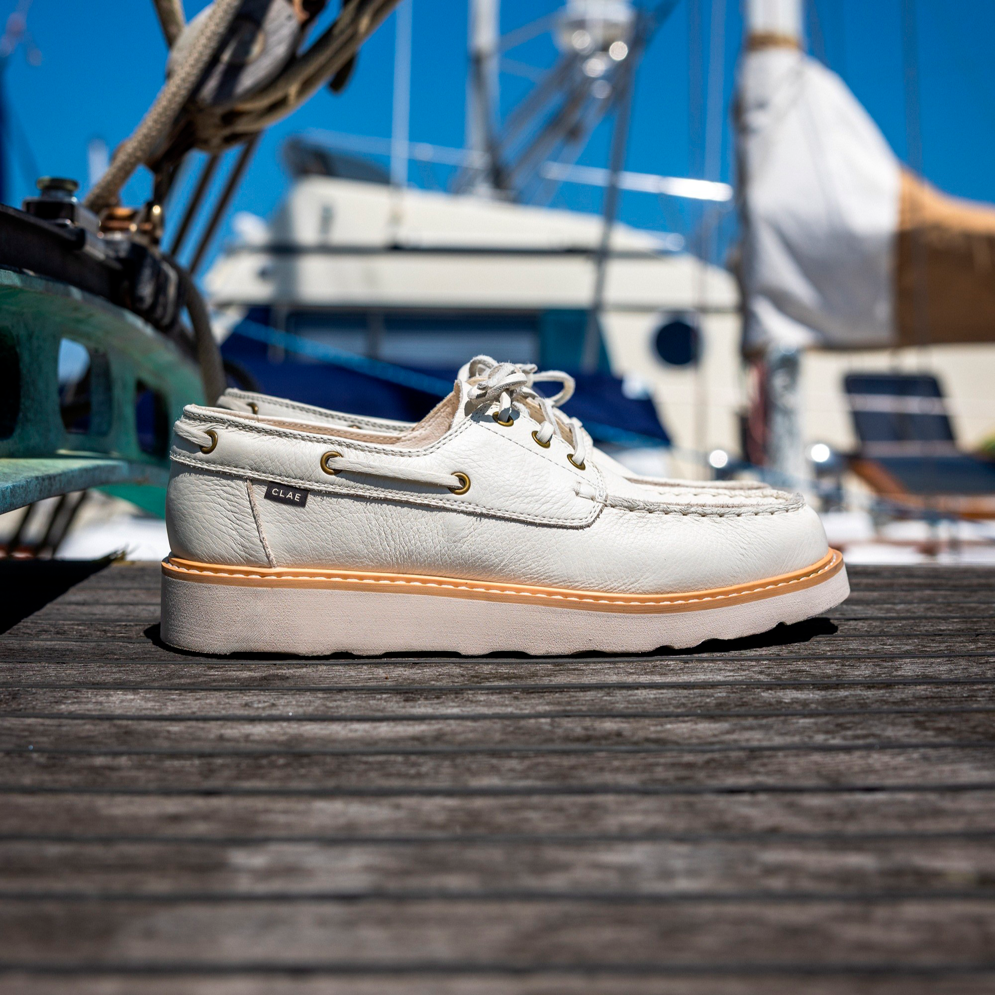 clae-carter-heritage-boat-sneaker-triple-off-white image 7